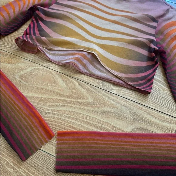 [jean paul gaultier] body morphing stripes crop mesh top - Picture 11 of 14